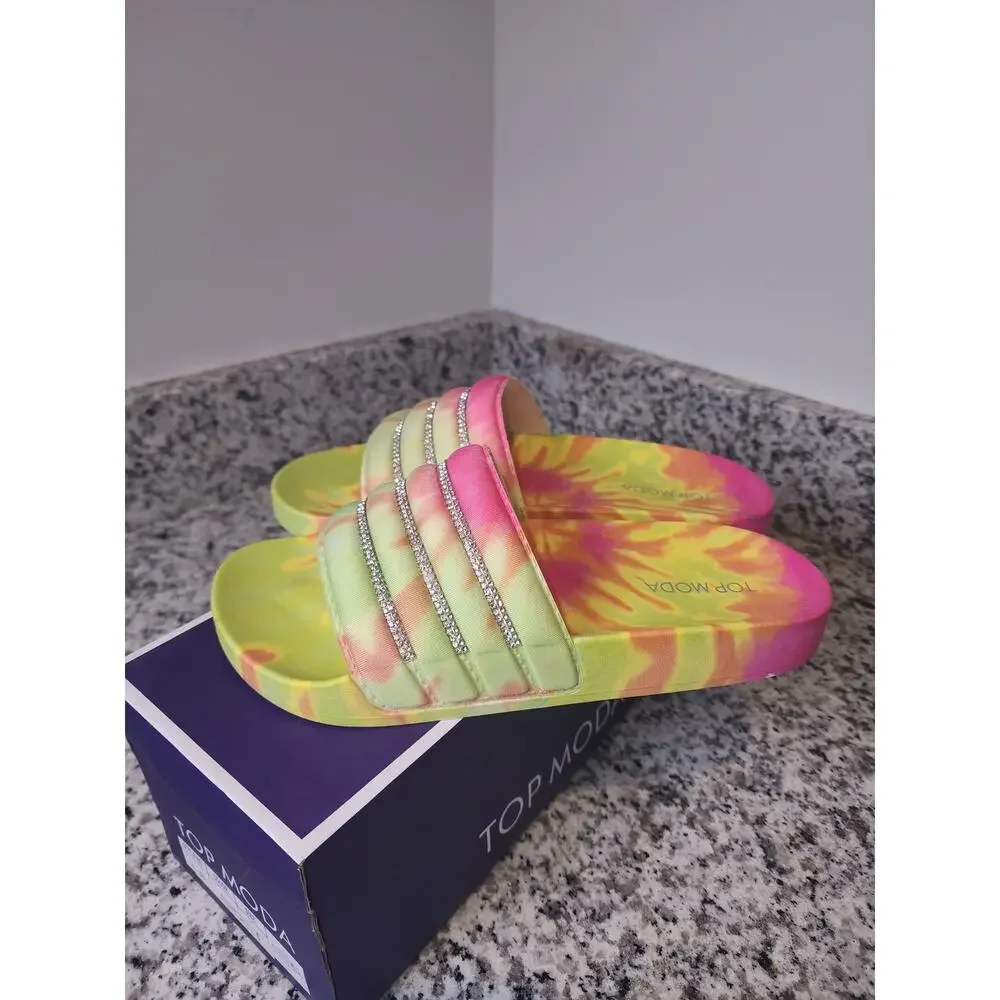Top Moda GEM-1 Yellow/Multi Tie Dye Sandals